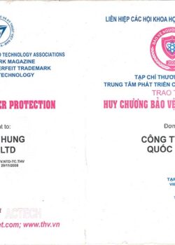 Chứng Nhận Huy Chương Bảo Vệ Người Tiêu Dùng 2008