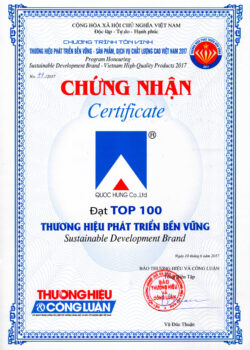 Top 100 Thương Hiệu Phát Triển Bền Vững 2017