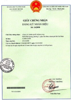 Chứng Nhận Nhãn Hiệu Quốc Hùng