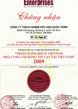 Chứng Nhận Nhà Cung Cấp Đáng Tin Cậy Tại Việt Nam 2009