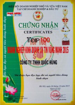 Top 100 Doanh Nghiệp Kinh Doanh Uy Tín Vững Mạnh 2015